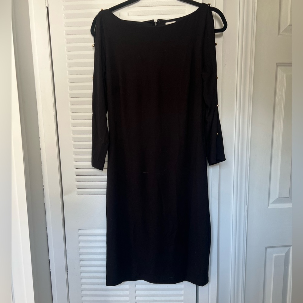 Cache Black Maxi Dress with Gold Accents